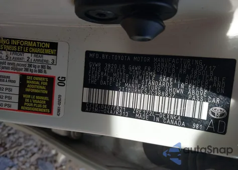 2018 Toyota Corolla Le from USA, damaged, VIN 2T1BURHE5JC988837